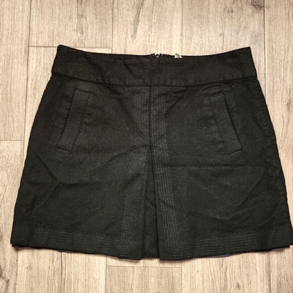 J. Crew Front Split Wool Mini Skirt Black Size 8 - Picture 1 of 5